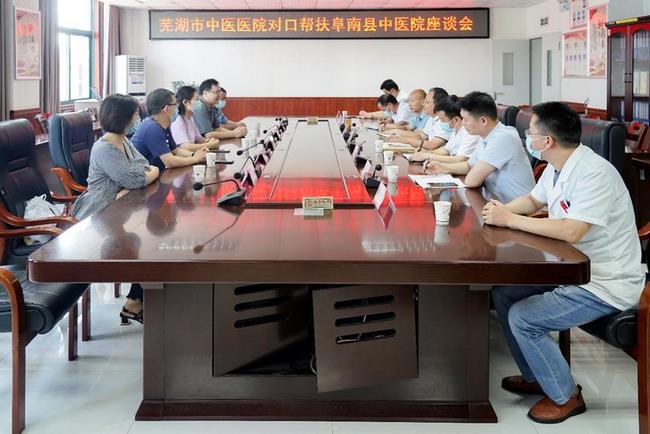 真心真策真帮扶 倾情倾力促发展——芜湖市中医医院对口支援阜南县中医院医疗专家交接座谈会(图1)